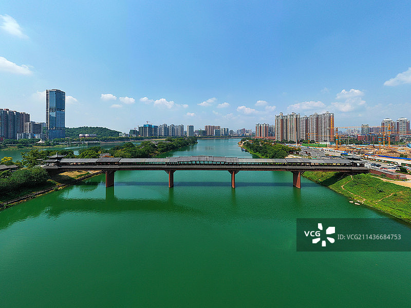 湖南省衡阳市雁峰区东洲岛景区航拍图片素材