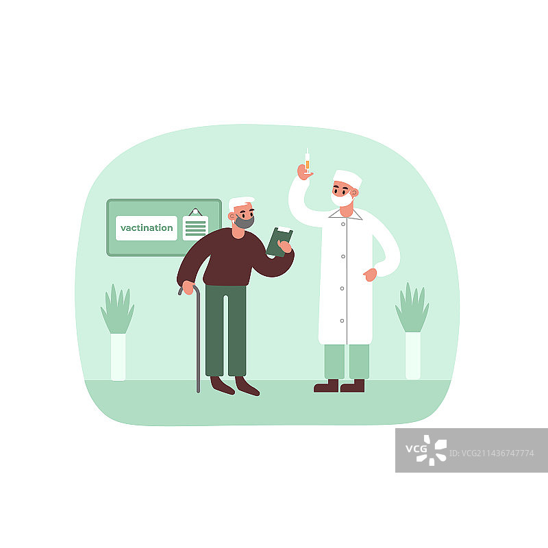 医生与老年患者卡通人物图片素材