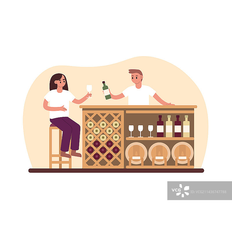 卡通男调酒师倒酒图片素材