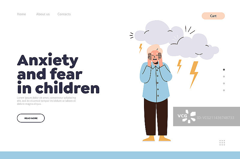 儿童焦虑和恐惧引导页图片素材