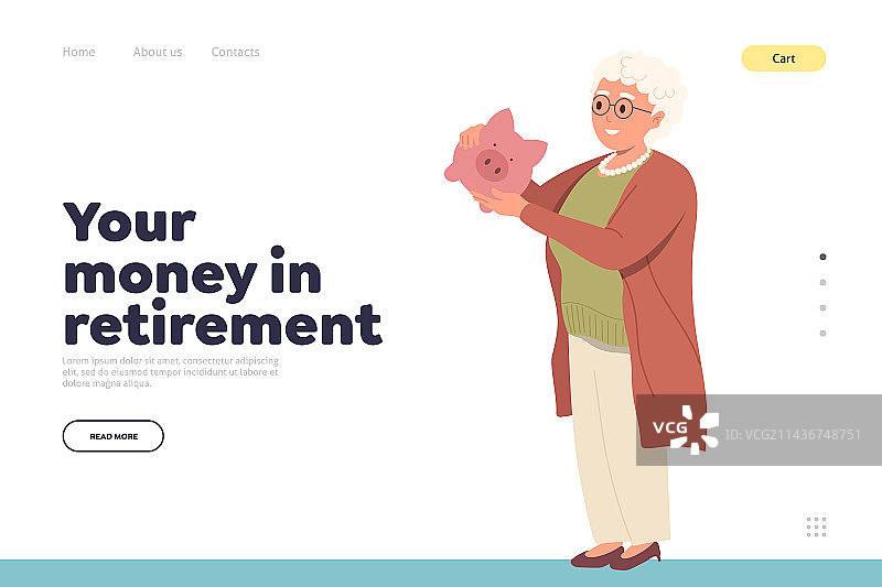 退休养老金创意落地页设计图片素材