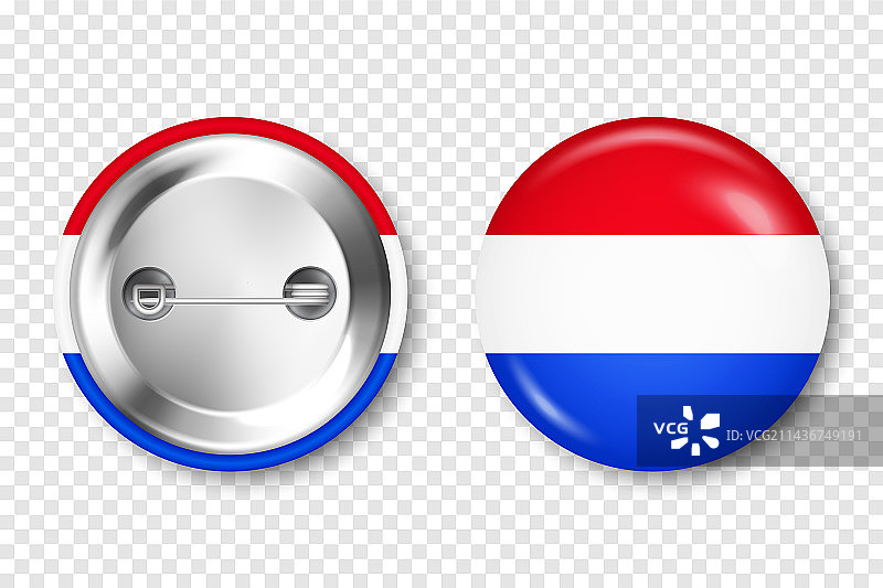 印有荷兰国旗的逼真按钮徽章图片素材
