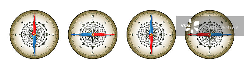 海洋罗盘航海风玫瑰与基本方位图片素材