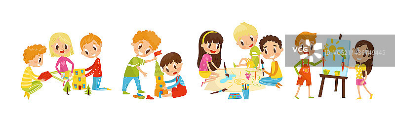 孩子们参与手工创意制作图片素材