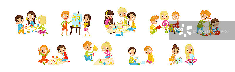 孩子们参与手工创意制作图片素材