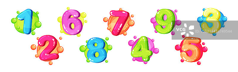 彩色气泡儿童数字集合图片素材