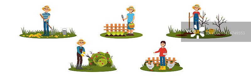 男女农民从事园艺活动图片素材