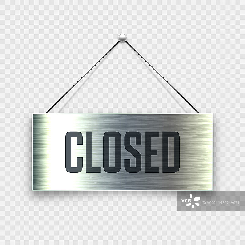 拉丝金属封闭悬挂式标牌图片素材