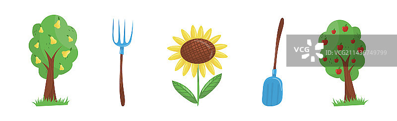 农场和花园物品套装图片素材