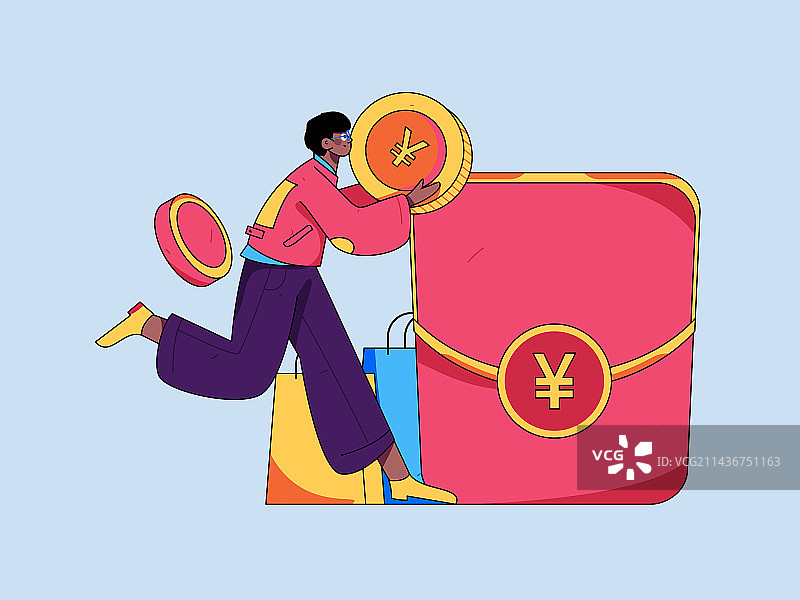 信用卡账单人物扁平矢量概念运营手绘插画图片素材