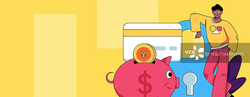 信用卡账单人物扁平矢量概念运营手绘插画图片素材