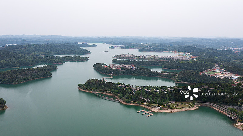 航拍四川绵阳仙海风景区图片素材
