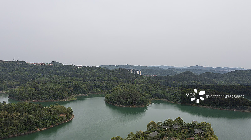 航拍四川绵阳仙海风景区图片素材