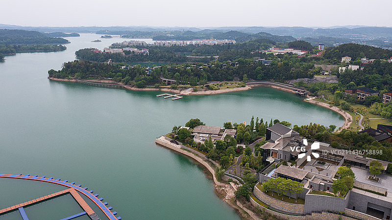航拍四川绵阳仙海风景区图片素材