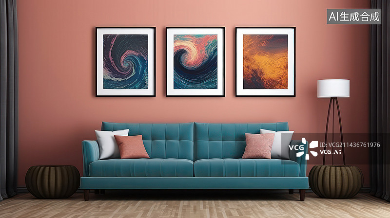 【AI数字艺术】客厅沙发设计图片素材