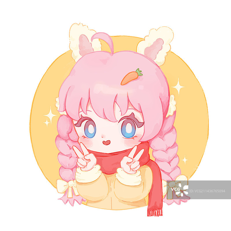 可爱粉色女孩头像图片素材