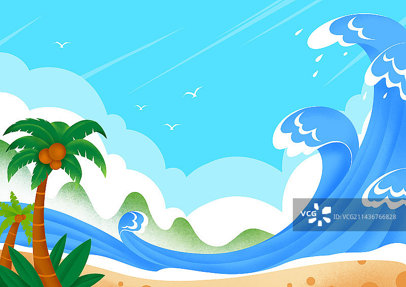 海浪，天空，阳光沙滩图片素材