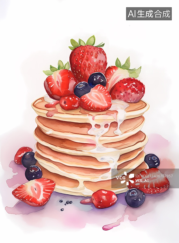 【AI数字艺术】草莓蛋糕图片素材