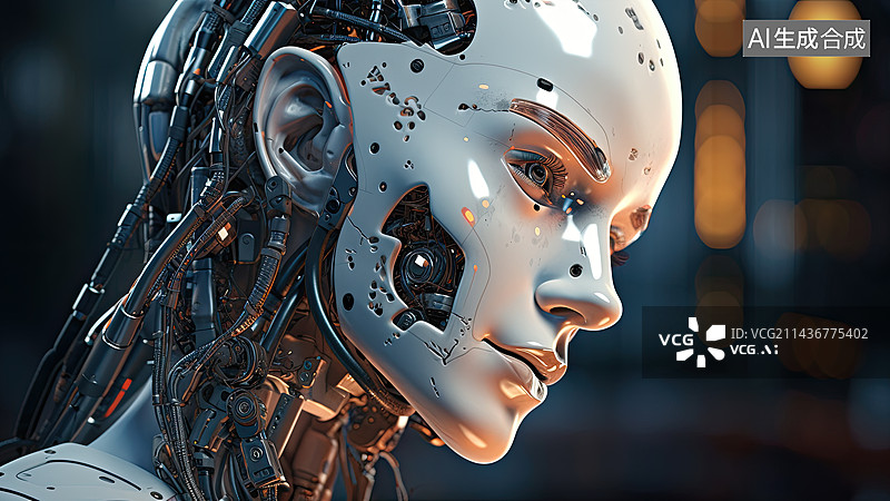 【AI数字艺术】3D人工智能机器人科幻概念插画图片素材