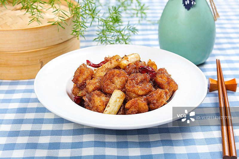 美味特色菜葱烧虾仁图片素材