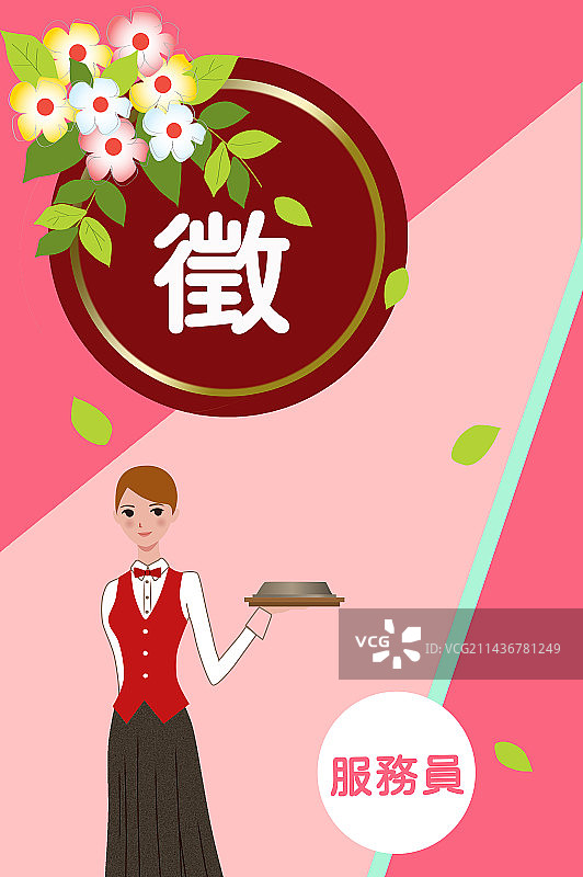 服务员招募征才海报图片素材