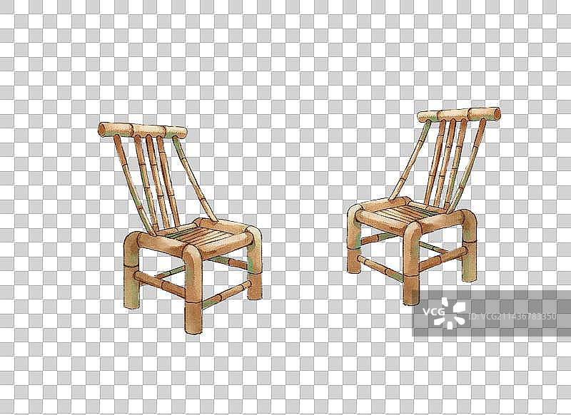 竹椅子-元素插画图片素材