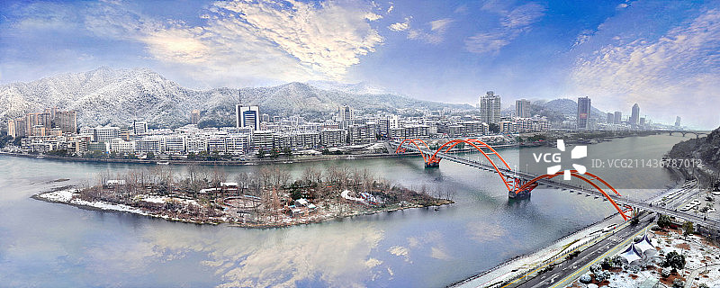 新安江城雪韵图片素材