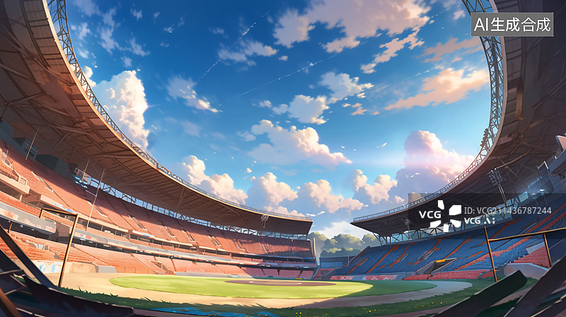 【AI数字艺术】学校运动场动漫风格的插画图片素材