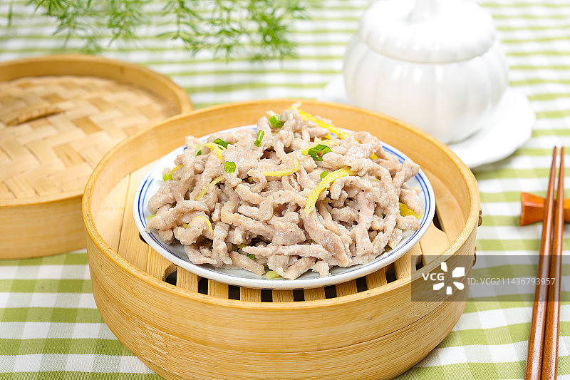 美味特色菜清蒸仔姜里脊肉丝图片素材