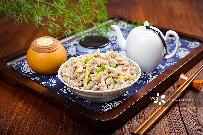 美味特色菜清蒸仔姜里脊肉丝图片素材