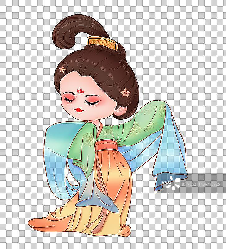 古风舞蹈插画Q版人物图片素材