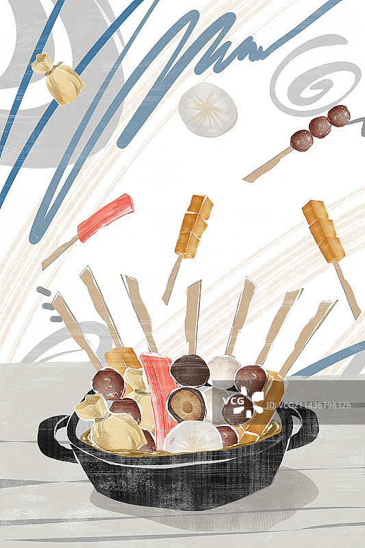 关东煮插画背景图片素材