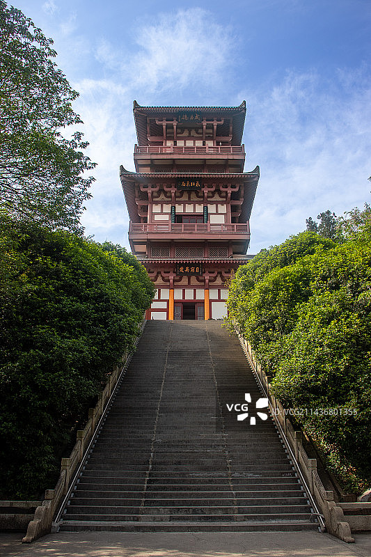 鄂州西山武昌楼仰视图图片素材