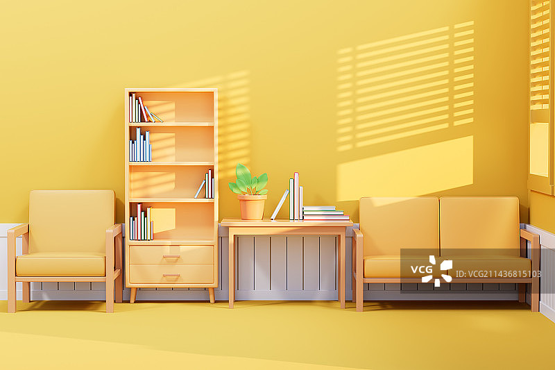 卡通风格的室内客厅房间场景图片素材