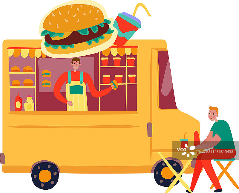 扁平风格餐车图片素材