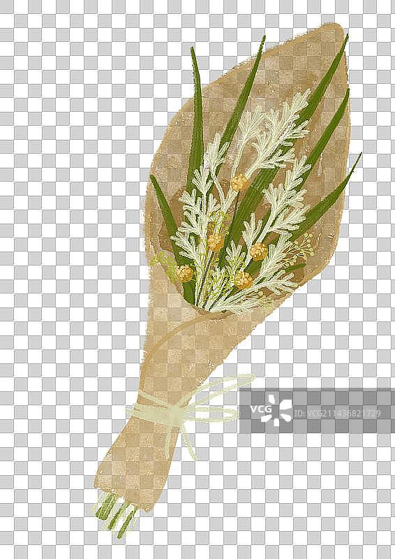 端午节 粽叶棕叶艾叶菖蒲花束图片素材