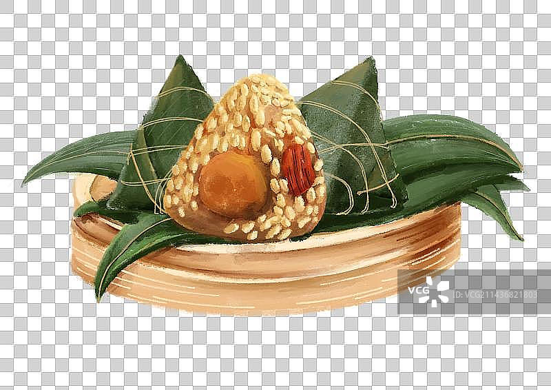 端午节一笼蛋黄猪肉粽子 切片美食场景图片素材