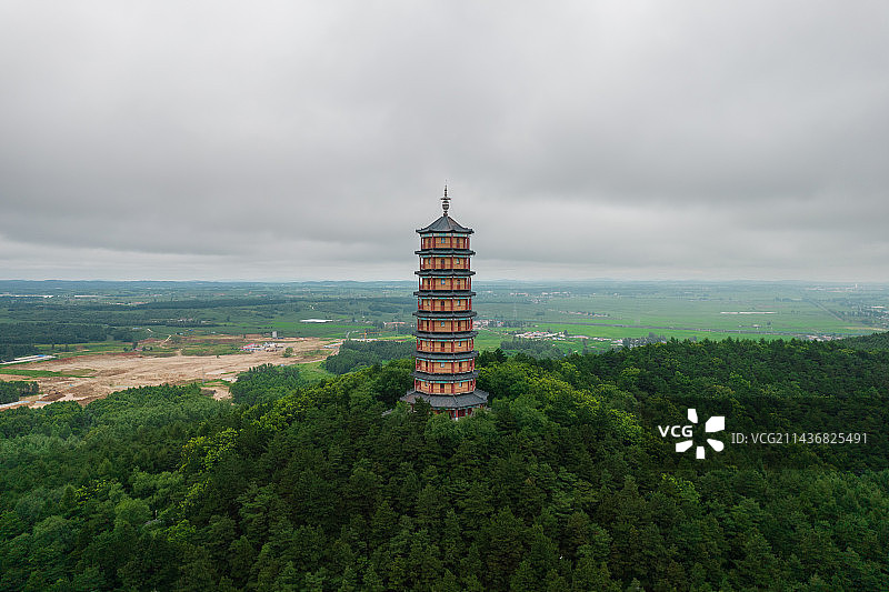 通化龙泉寺藏书阁航拍图片素材