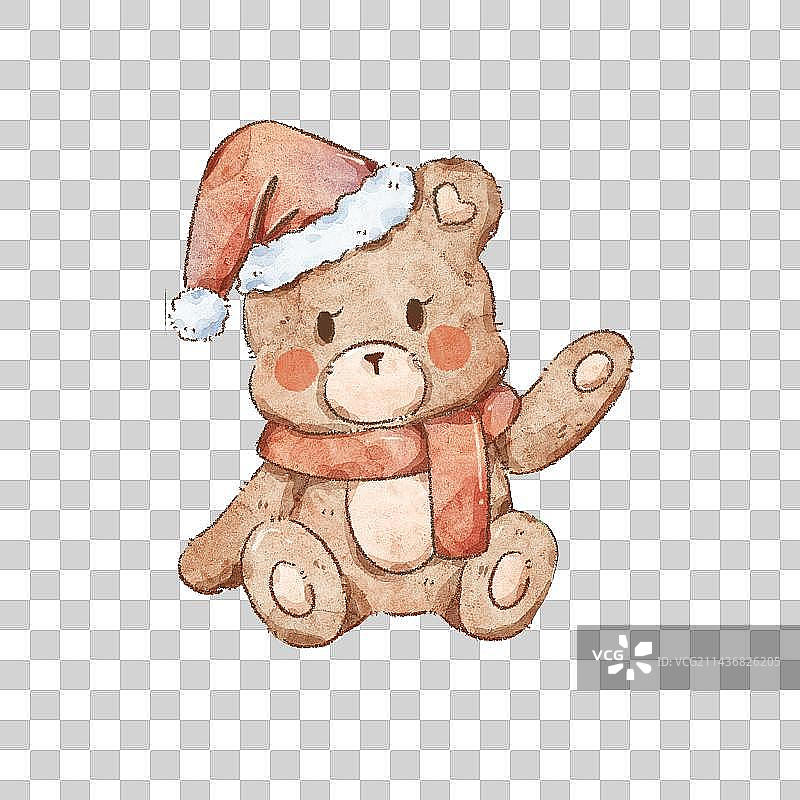 圣诞水彩免抠小熊元素图片素材