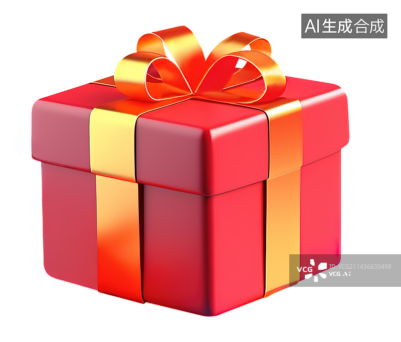 【AI数字艺术】3D红色礼物盒和金币图形图片素材