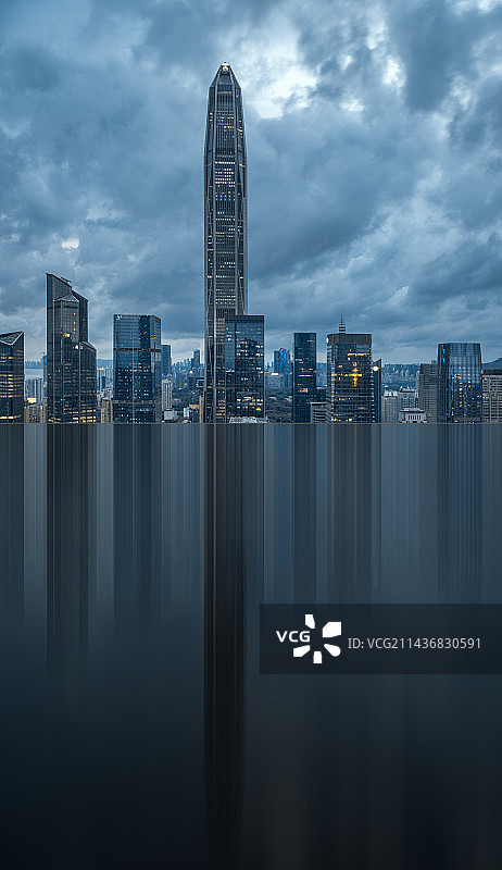 深圳城市风光和科技概念，城市地标建筑概念科技未来背景图图片素材