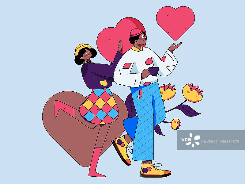 情人节快乐扁平人物矢量概念运营手绘插画图片素材