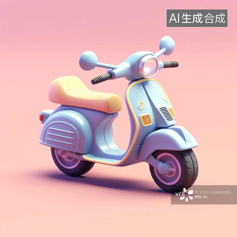 【AI数字艺术】3d梦幻小图标玫瑰花电动车图片素材