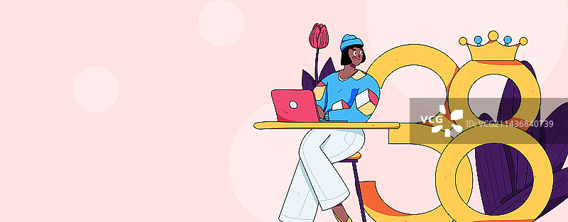 3.12国际妇女节职业女性扁平人物矢量概念运营手绘插画图片素材