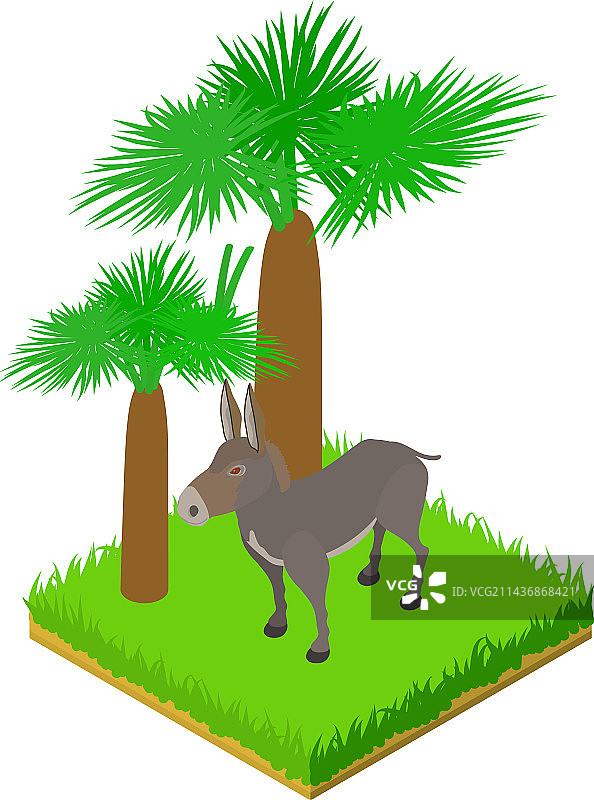 灰色等距大驴图标图片素材