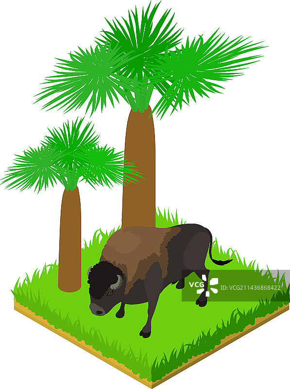 棕色野牛2.5D图标图片素材