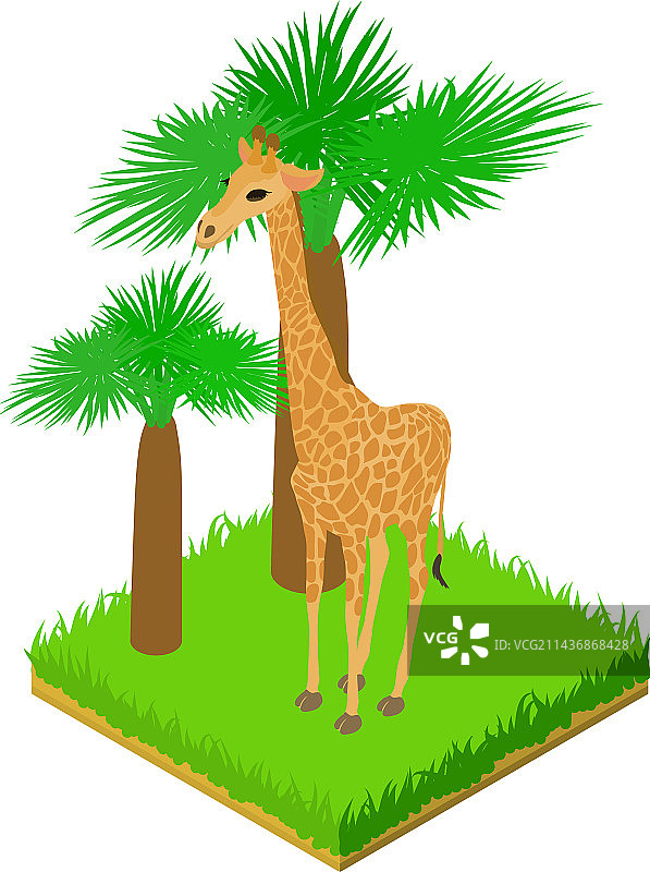长颈鹿图标2.5D长颈鹿动物图片素材