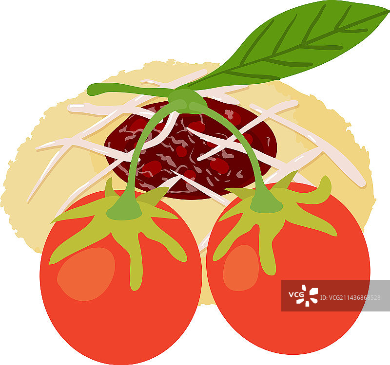 枸杞甜点等距图标，新鲜成熟的红色图片素材