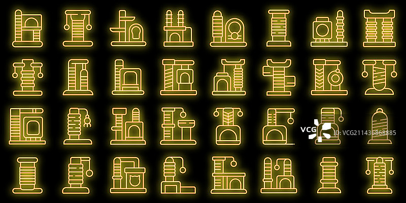 猫抓板图标霓虹灯套装图片素材