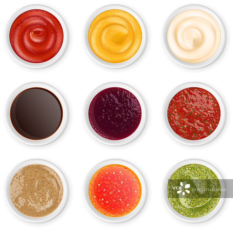 白色碗中的酱汁俯视图图片素材